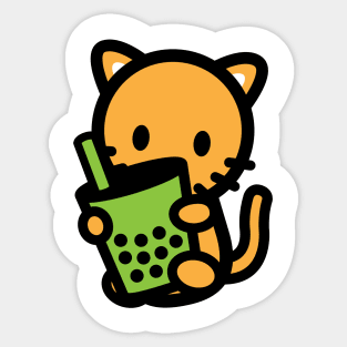 Cat Orange Matcha Boba Tea Drink Bambu Kitten Animal Lover Sticker